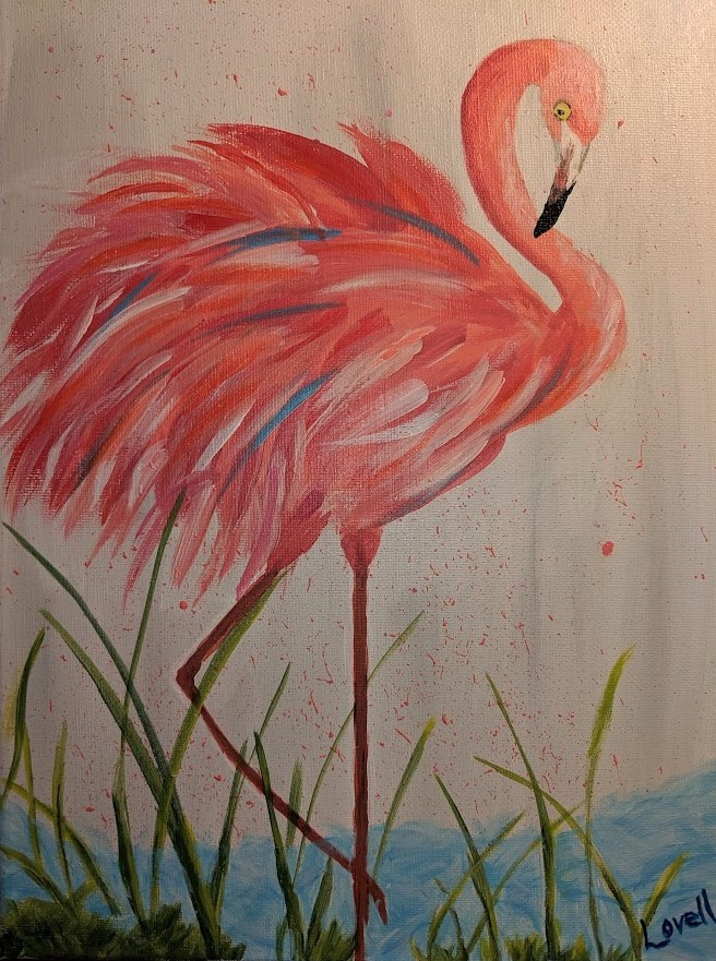 Francie Flamingo Acrylic Painting